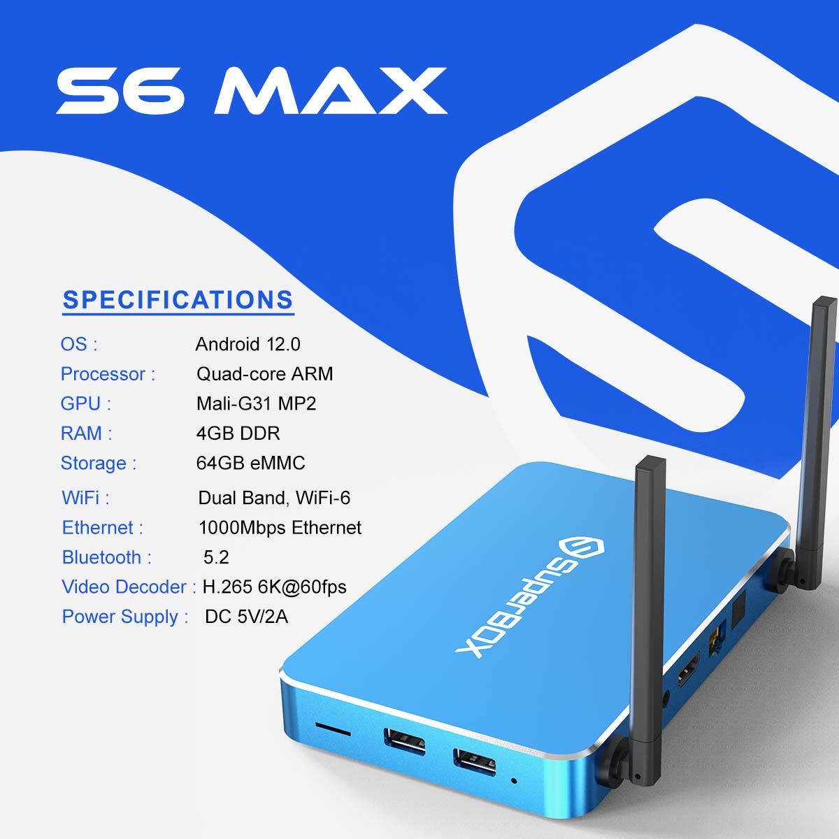 2025 SuperBOX S6MAX Andriod TV Box 4GB RAM 64GB ROM